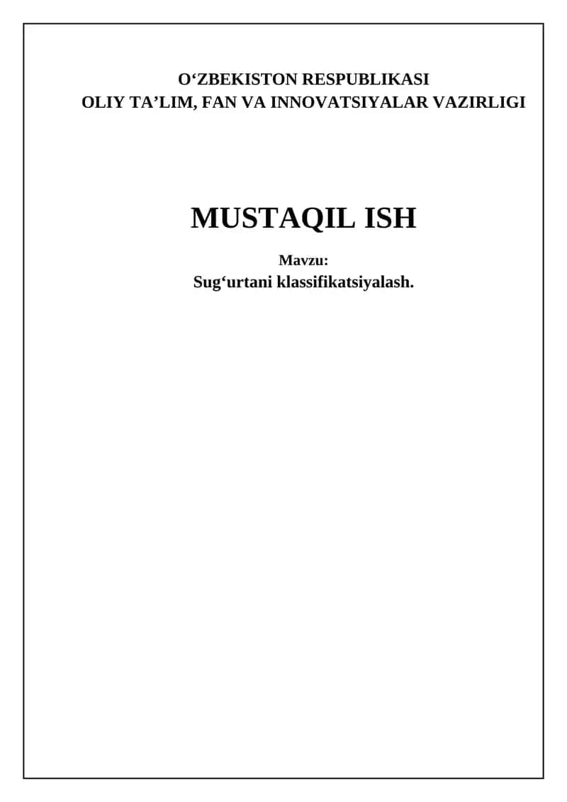 Sug'urta tasnifi 1