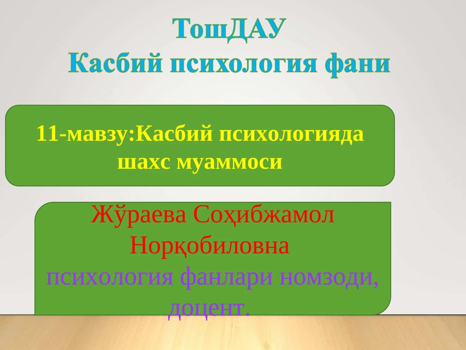 Касбийпсихологияда шахс муаммоси 1