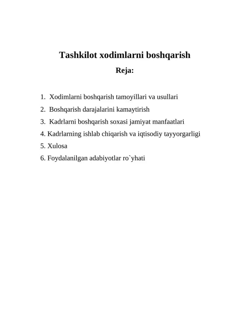 Tashkilot xodimlarni boshqarish 1