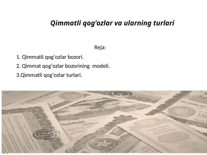 Qimmatli qogʻozlar bozori 1
