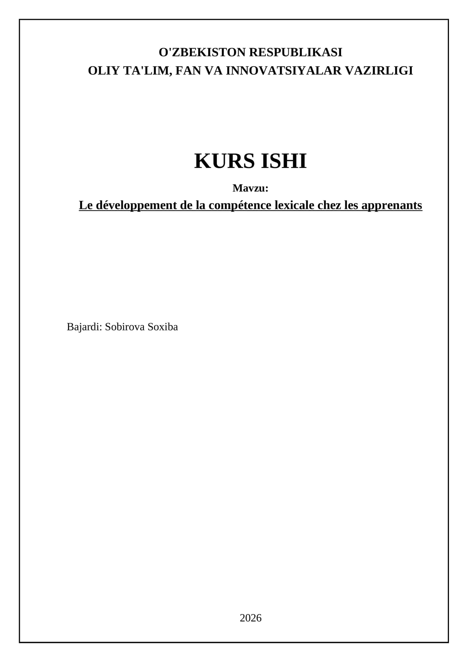 Le développement de la compétence lexicale chez les apprenants 1