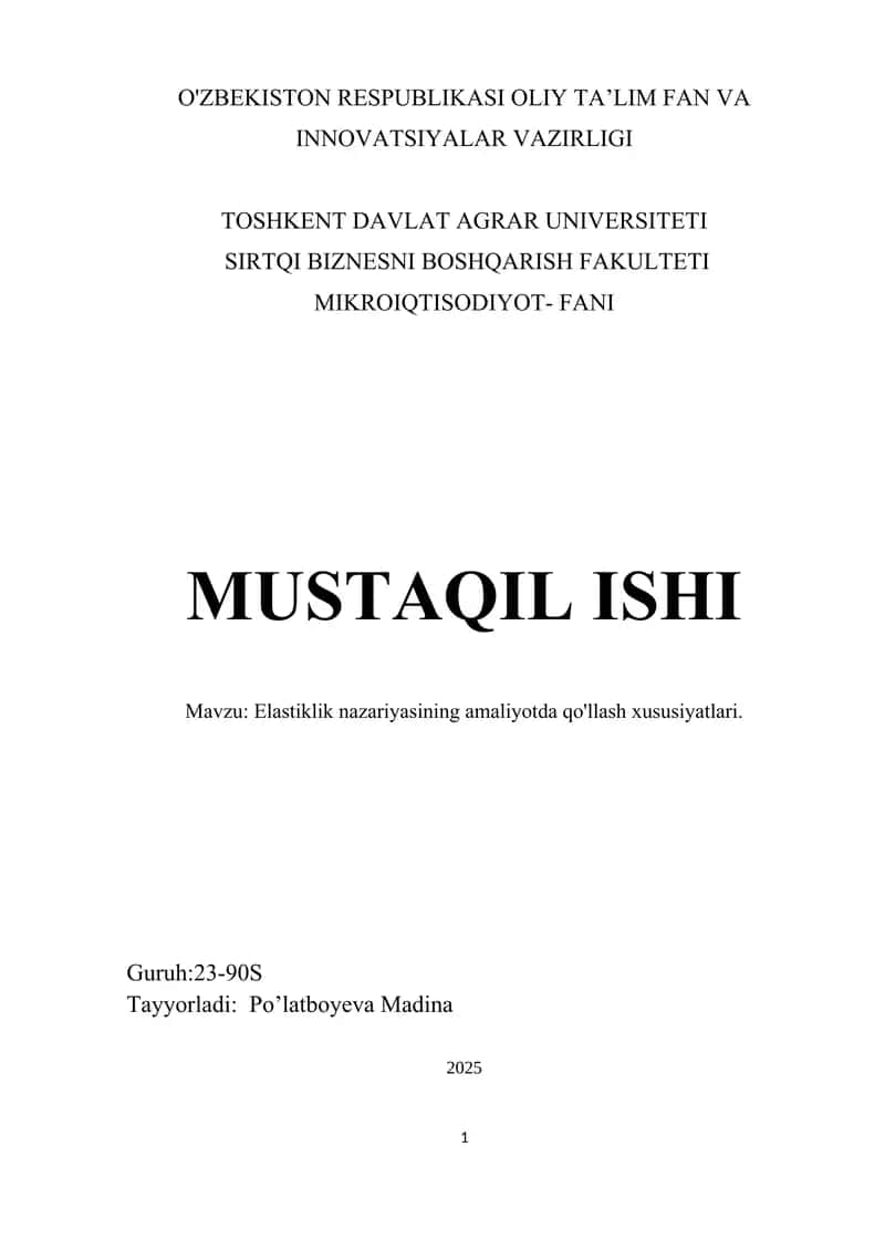 Elastiklik nazariyasining amaliyotda qo'llash xususiyatlari 1
