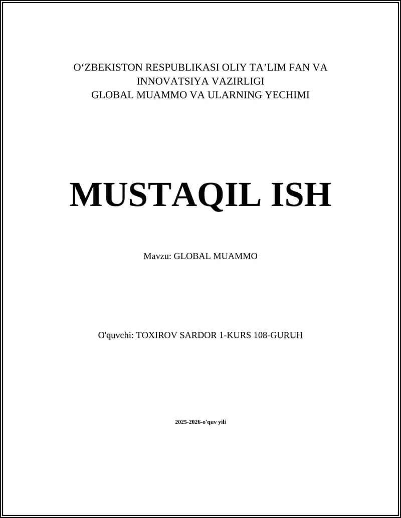 GLOBAL MUAMMO VA ULARNING YECHIMI 1