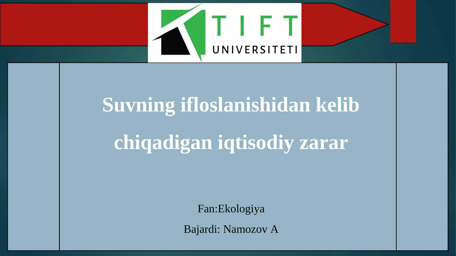 Suvning ifloslanishidan kelib chiqadigan iqtisodiy zarar. 1