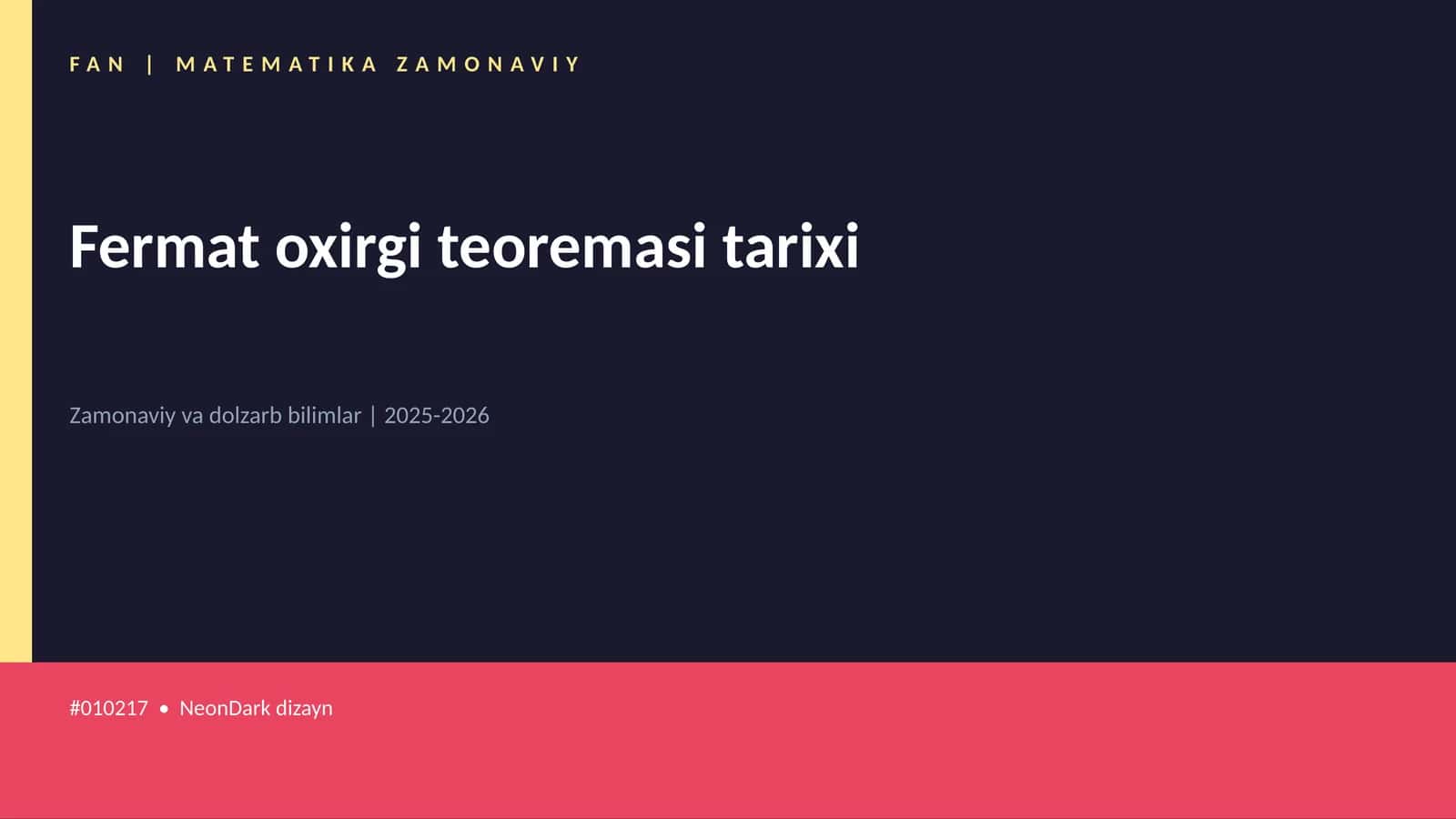 Fermat oxirgi teoremasi tarixi 1