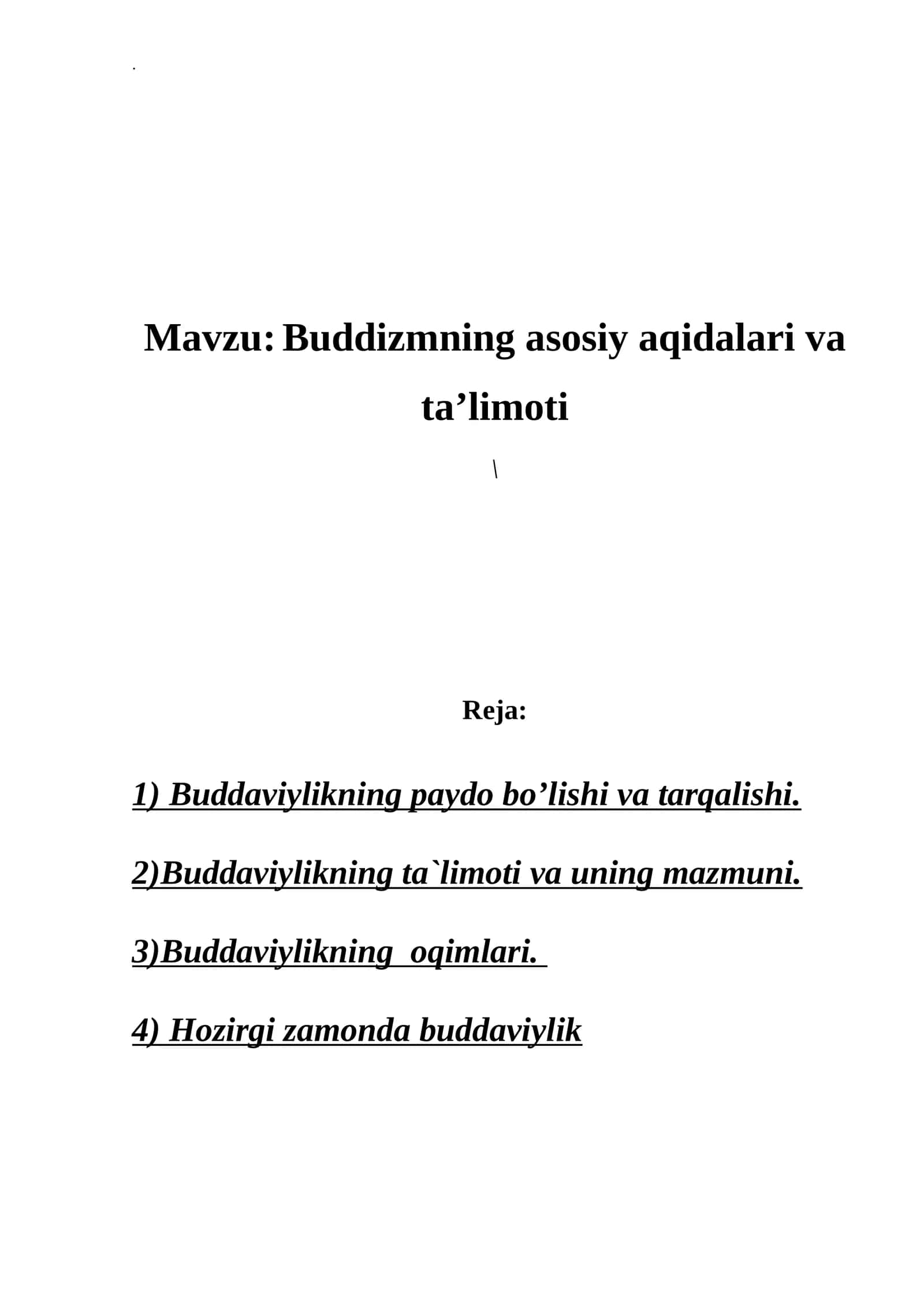 Buddizmning asosiy aqidalari va taʼlimoti 1