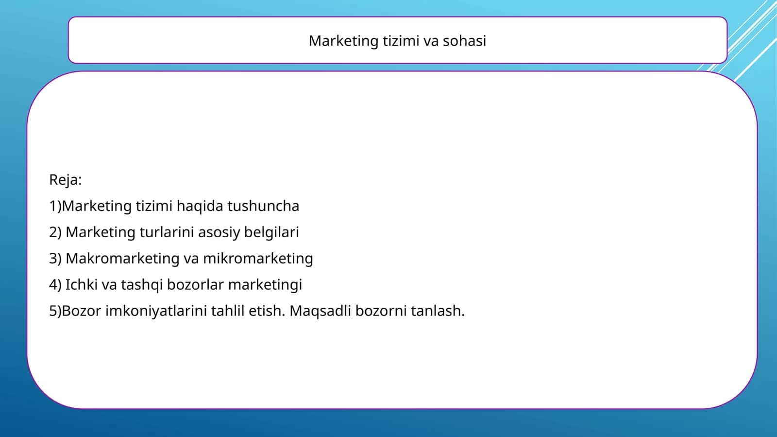 Marketing tizimi va sohasi 1