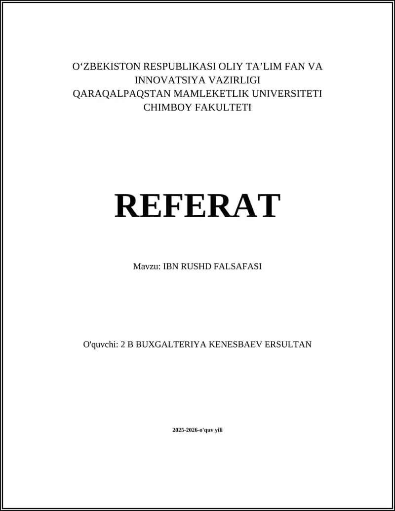 IBN RUSHD FALSAFASI 1
