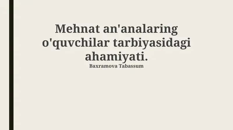 Mehnat Tarbiyasi 1