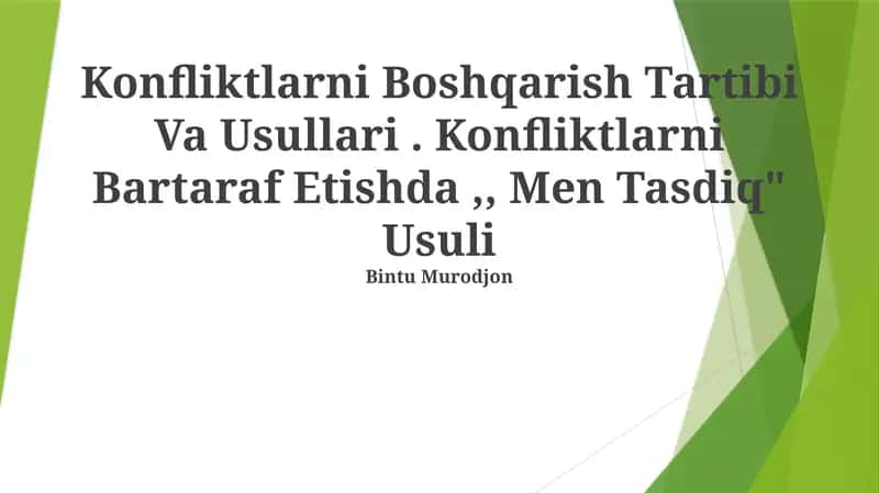 Konfliktlarni Boshqarish Tartibi Va Usullari 1