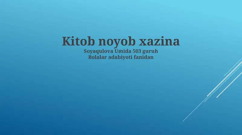 Bolalar adabiyoti fanidan 1