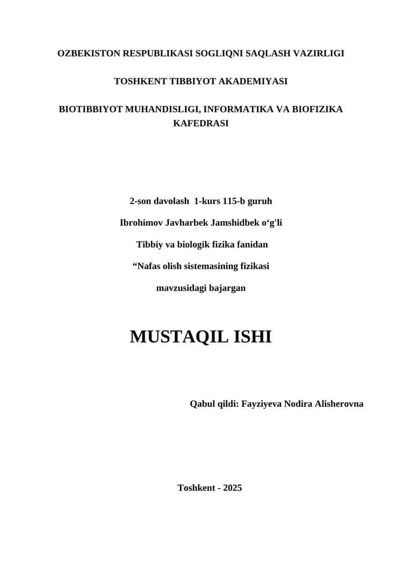 Nafas olish sistemasining fizikasi 1