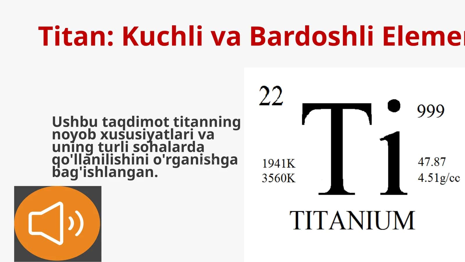 Titan: Kuchli va Bardoshli Element 1