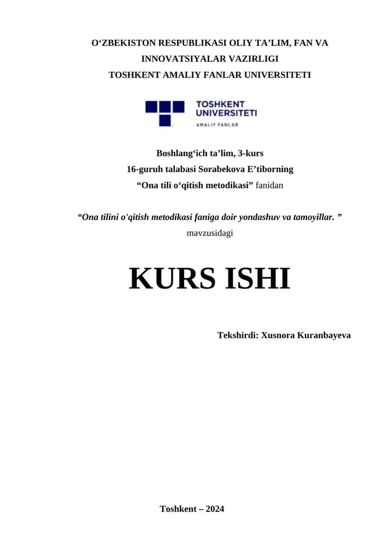 Ona tili o'qitish metodikasi 1