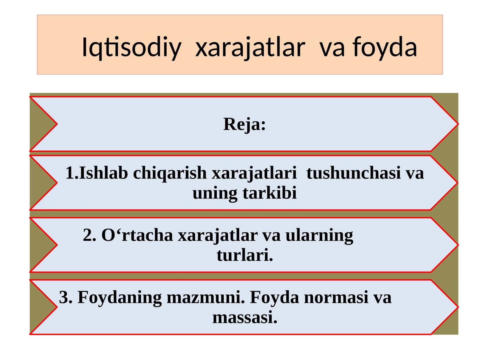 Ishlabchiqarish xarajatlar va foyda 1