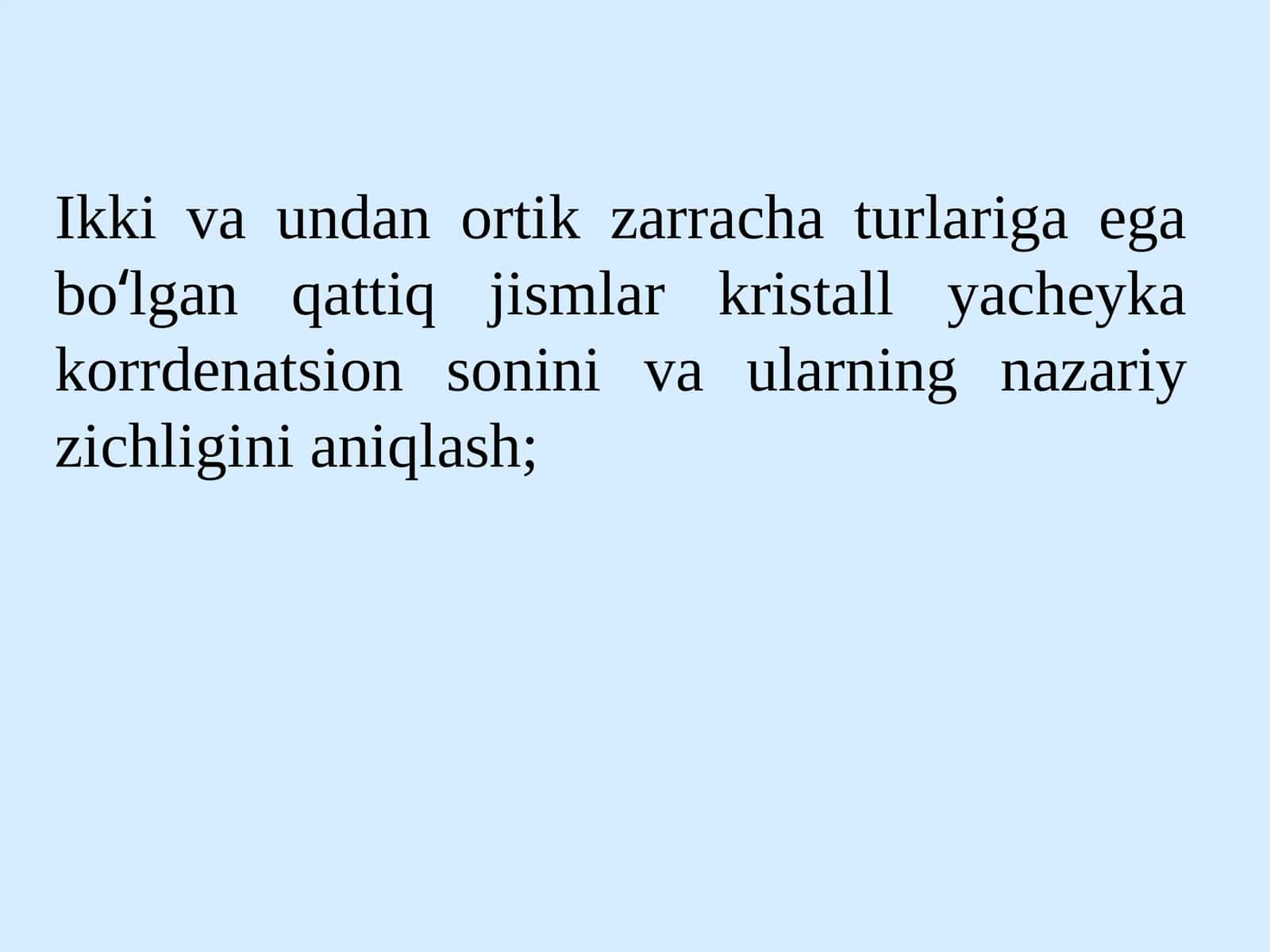 Kristall yacheyka korrdenatsion sonini aniqlash 1