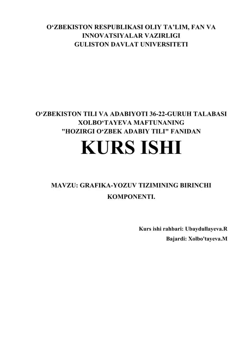 GRAFIKA-YOZUV TIZIMINING BIRINCHI KOMPONENTI 1