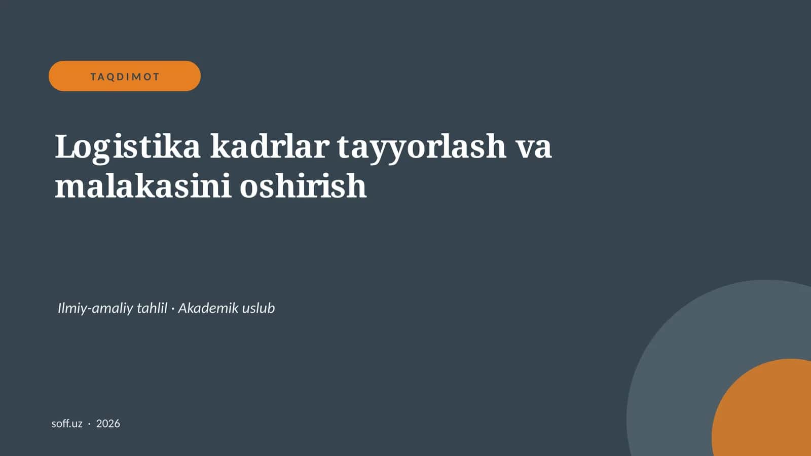 Logistika kadrlar tayyorlash va malakasini oshirish 1