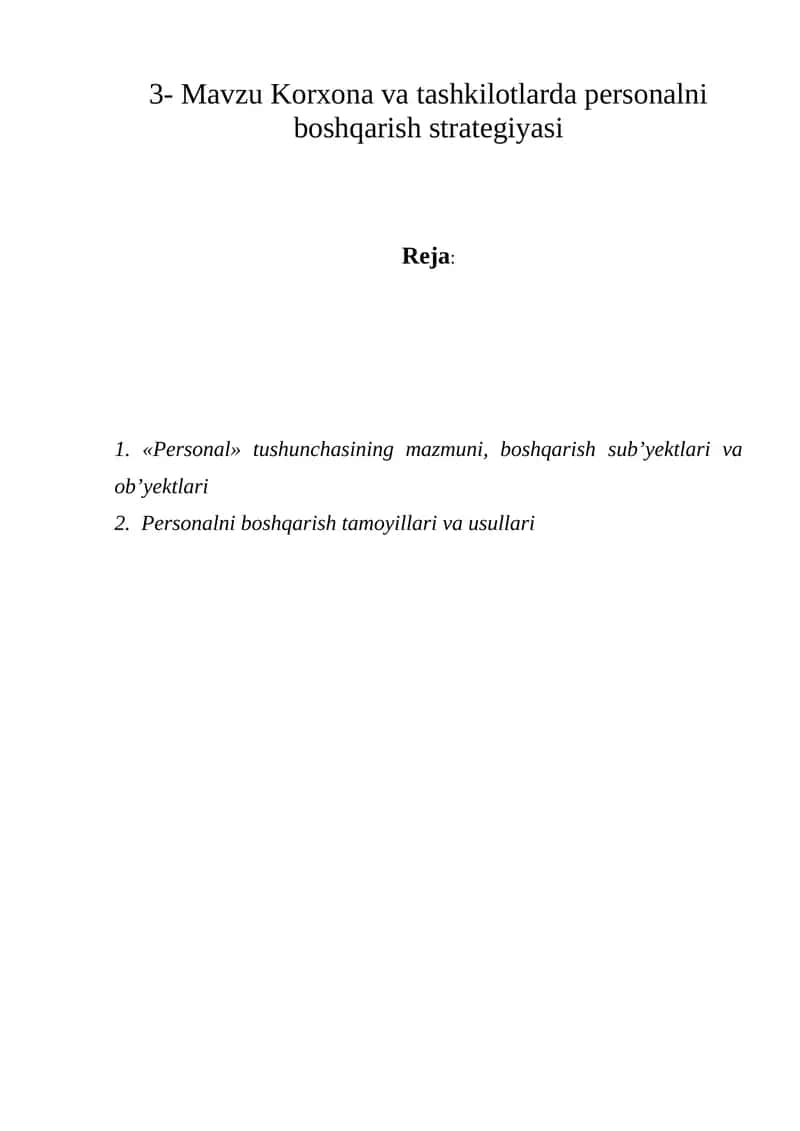 Personalni boshqarish 1