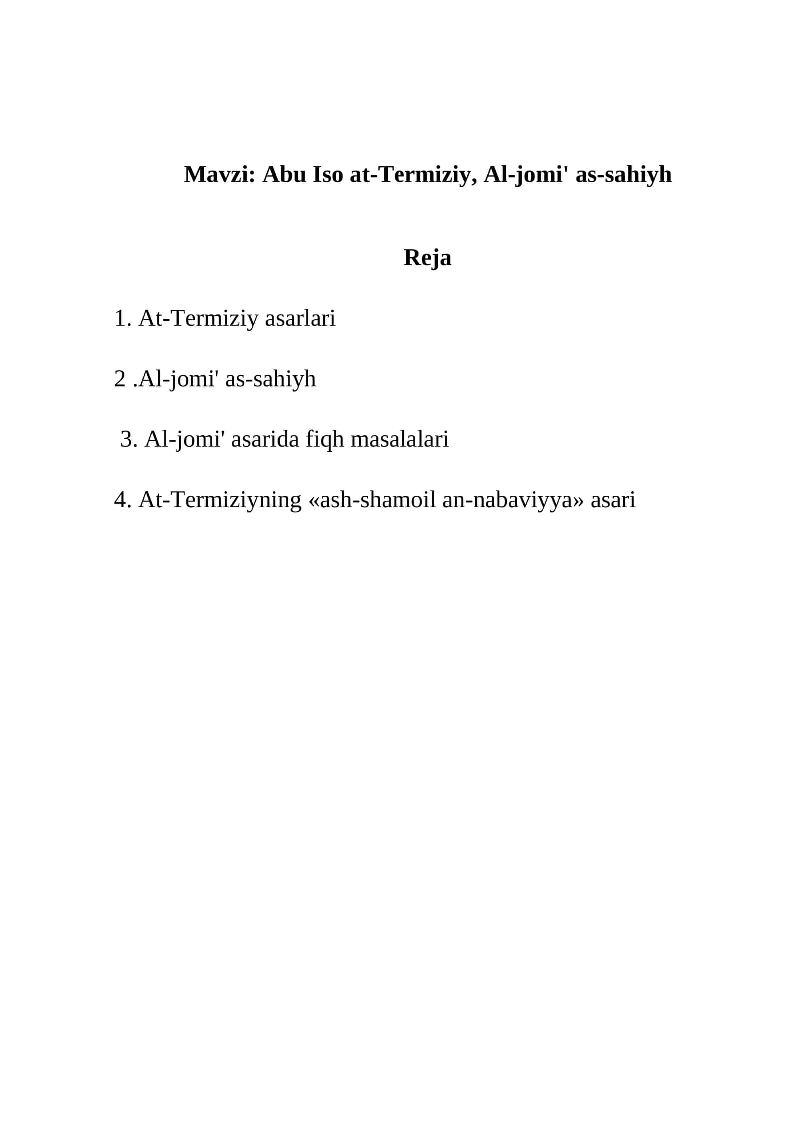 Abu Iso at-Тermiziy, Al-jomi' as-sahiyh 1