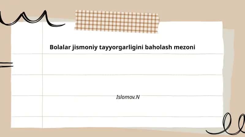 Jismoniy tayyorgarligini baholash mezoni 1