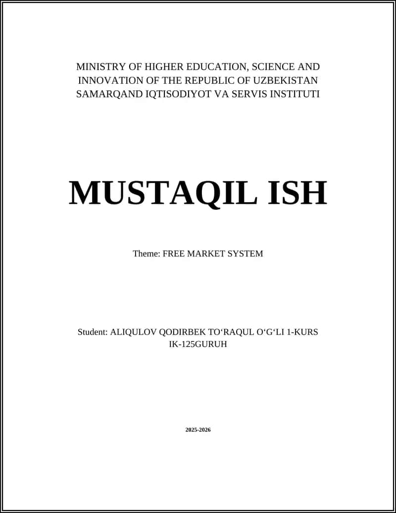 Supply and Demand in a Free Market System 1