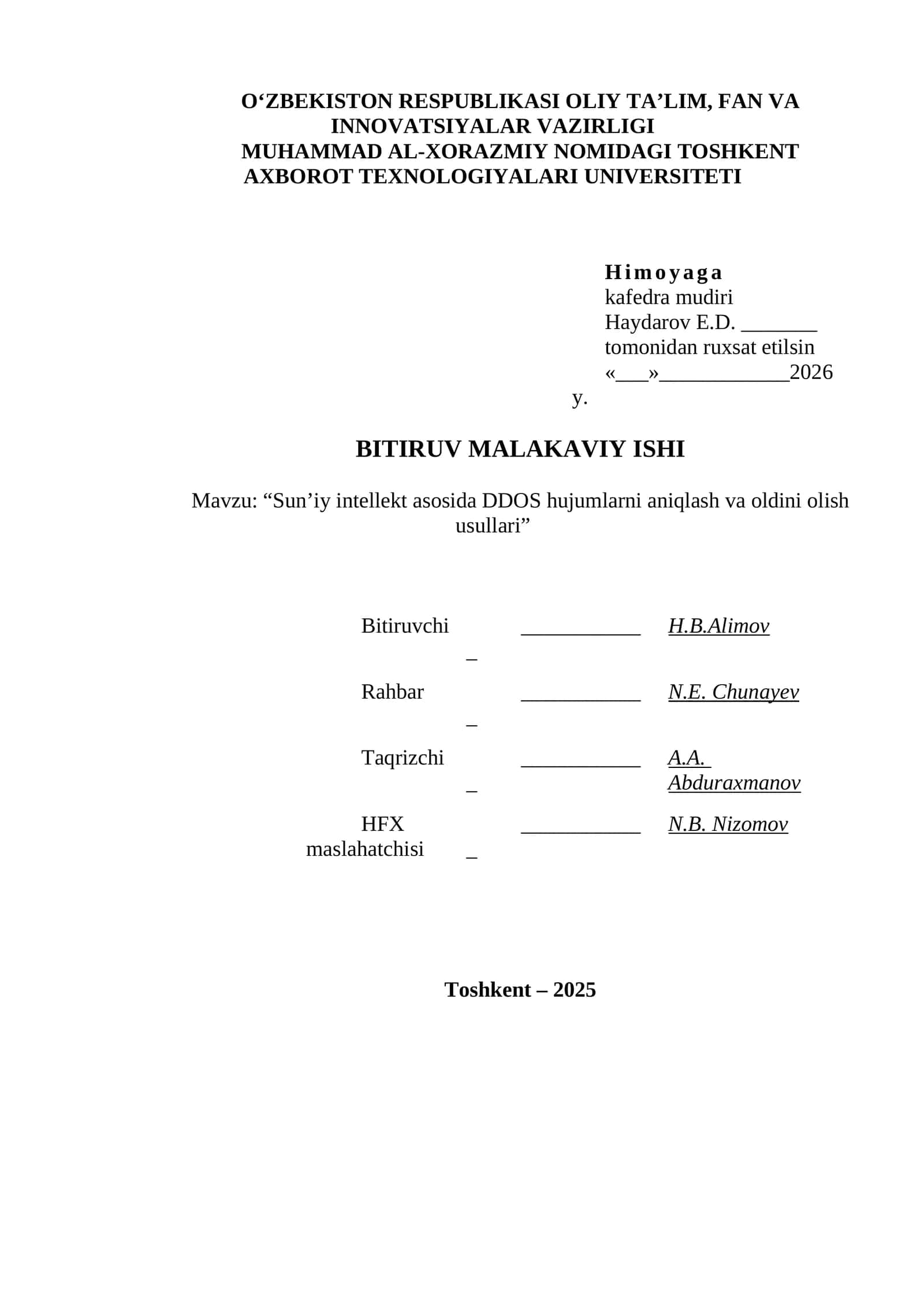 Sun’iy intellekt asosida DDOS hujumlarni aniqlash va oldini olish usullari 1