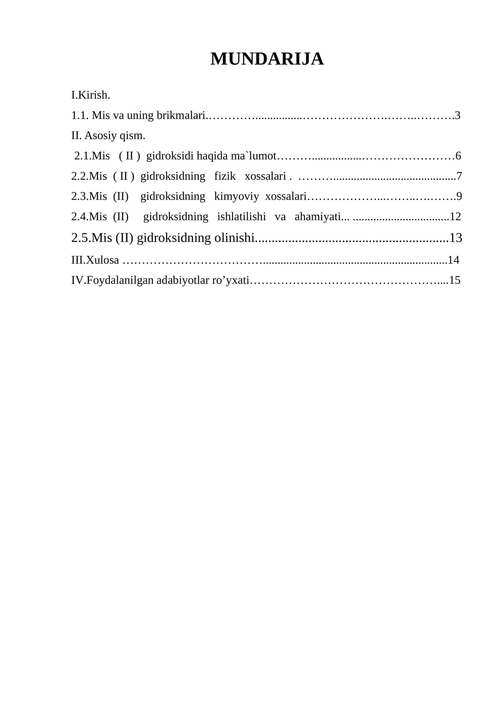 MIS (II) GIDROKSIDNING OLINISHI VA XOSSALARI 1