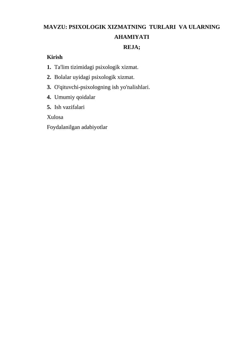 PSIXOLOGIK XIZMATNING TURLARI VA ULARNING AHAMIYATI 1
