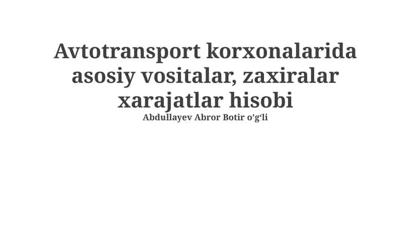 Asosiy vositalar hisobi 1