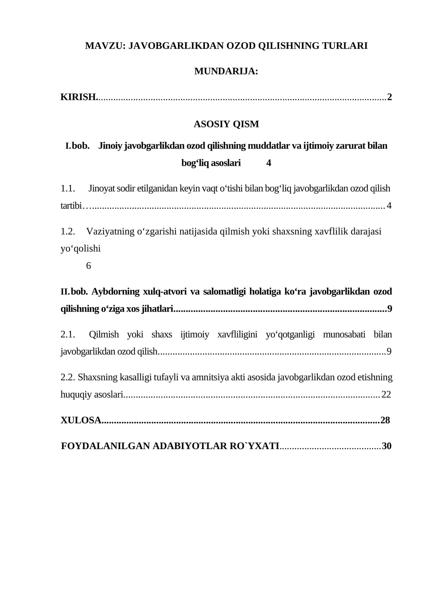JAVOBGARLIKDAN OZOD QILISHNING TURLARI 1