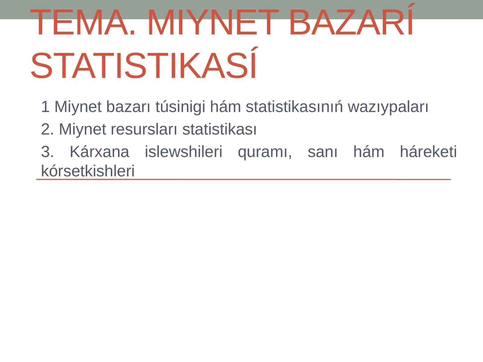 Miynet Bazarí Statistikası 1