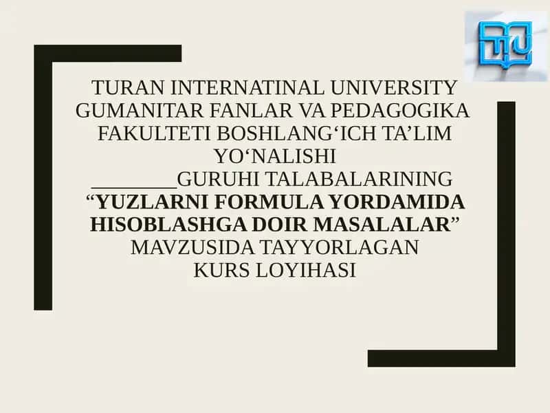 Yuzlarni hisoblashga doir masalalar 1