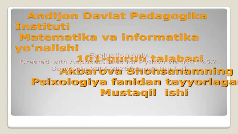 Turli yosh davrlarida o’zlashtirish xususiyatlari 1