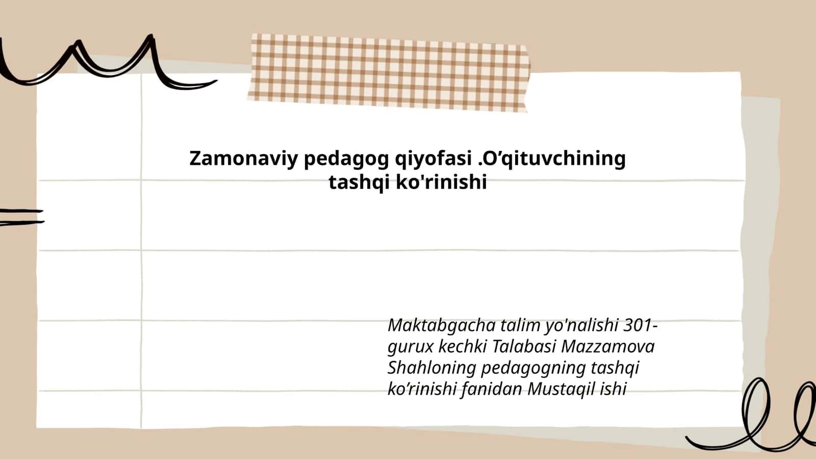 O’qituvchining tashqi ko'rinishi 1