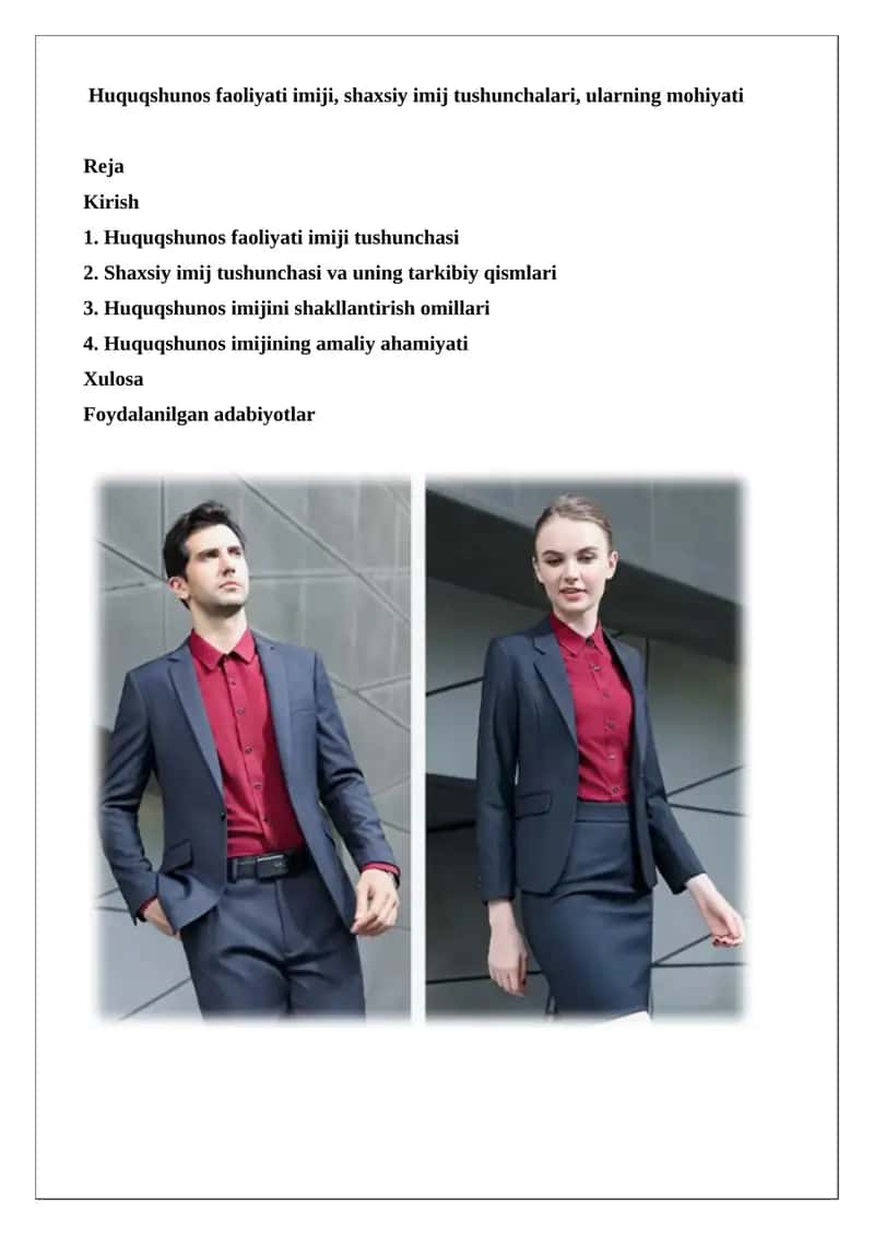 Huquqshunos Faoliyati Imij Tushunchalari 1