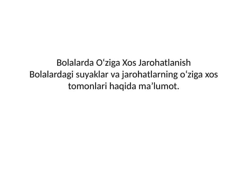 Bolalarda O‘ziga Xos Jarohatlanish 1