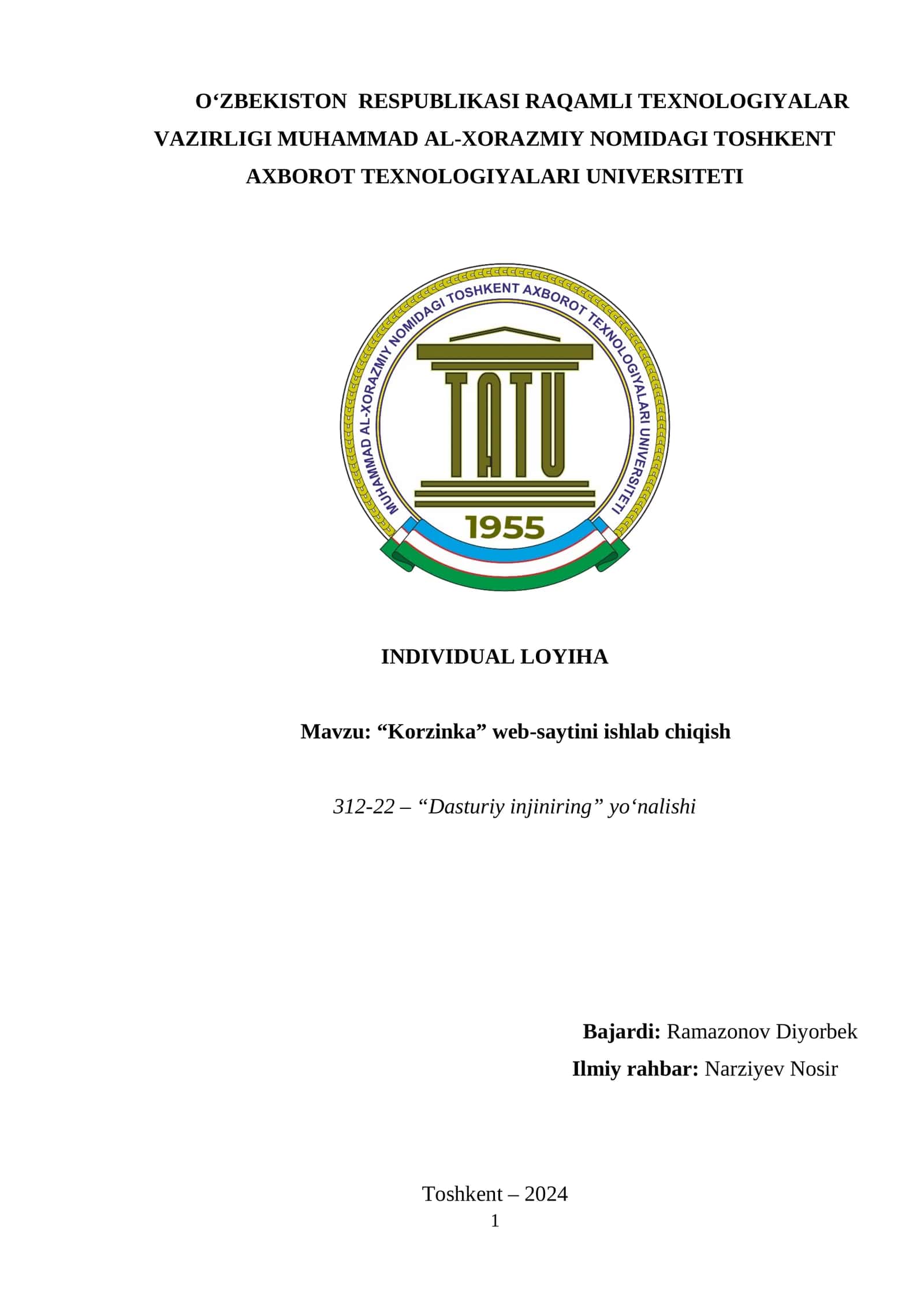 “Korzinka” web-saytini ishlab chiqish 1
