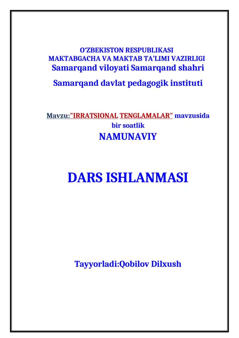 Irratsional tenglamalar 1