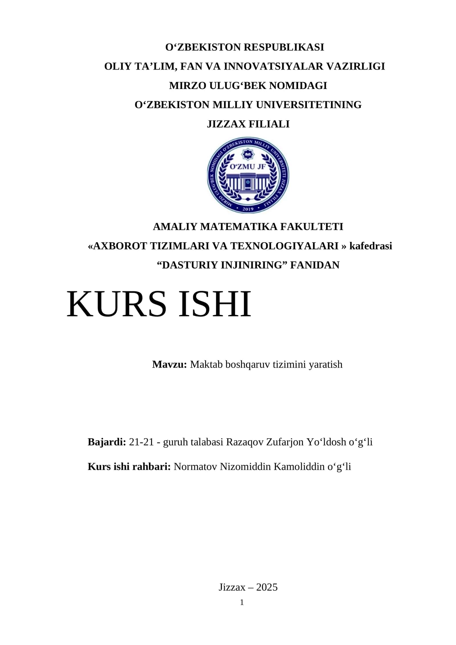 Maktab boshqaruv tizimini yaratish 1