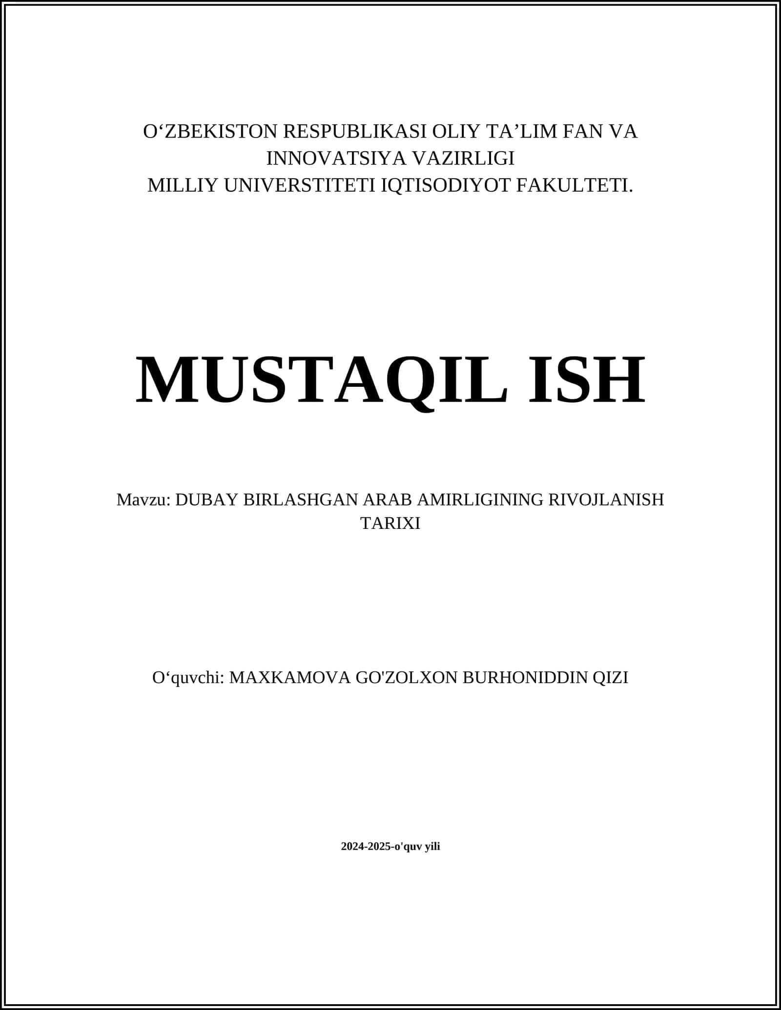 DUBAY BIRLASHGAN ARAB AMIRLIGINING RIVOJLANISH TARIXI 1