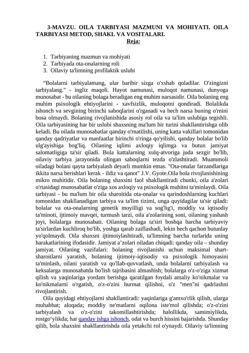 Oila tarbiyasi 1