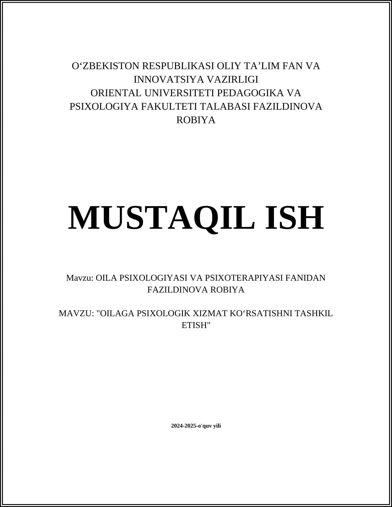 Oila psixologik xizmatlariga ehtiyojni aniqlash 1