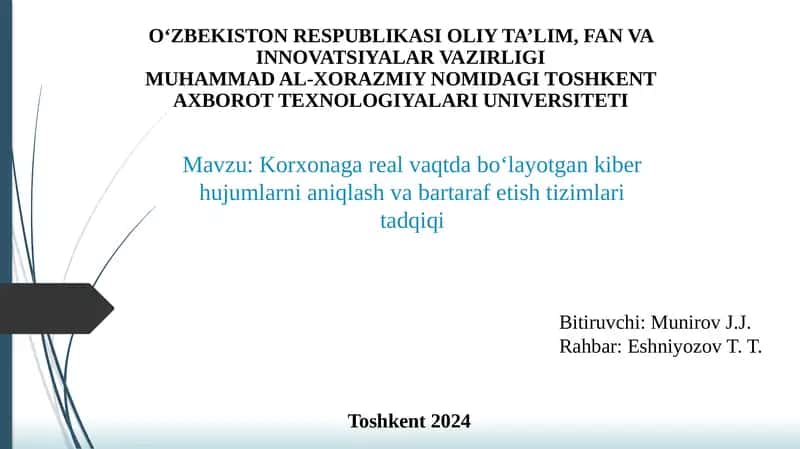 Kiber hujumlarni aniqlash va bartaraf etish tizimlari tadqiqi 1