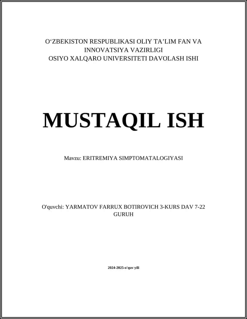 ERITREMIYA SIMPTOMATALOGIYASI 1