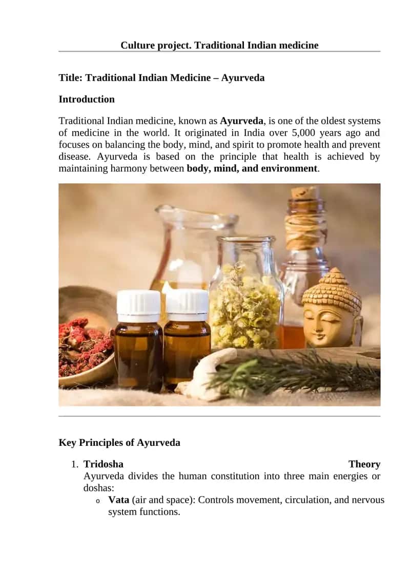 Traditional Indian Medicine – Ayurveda 1