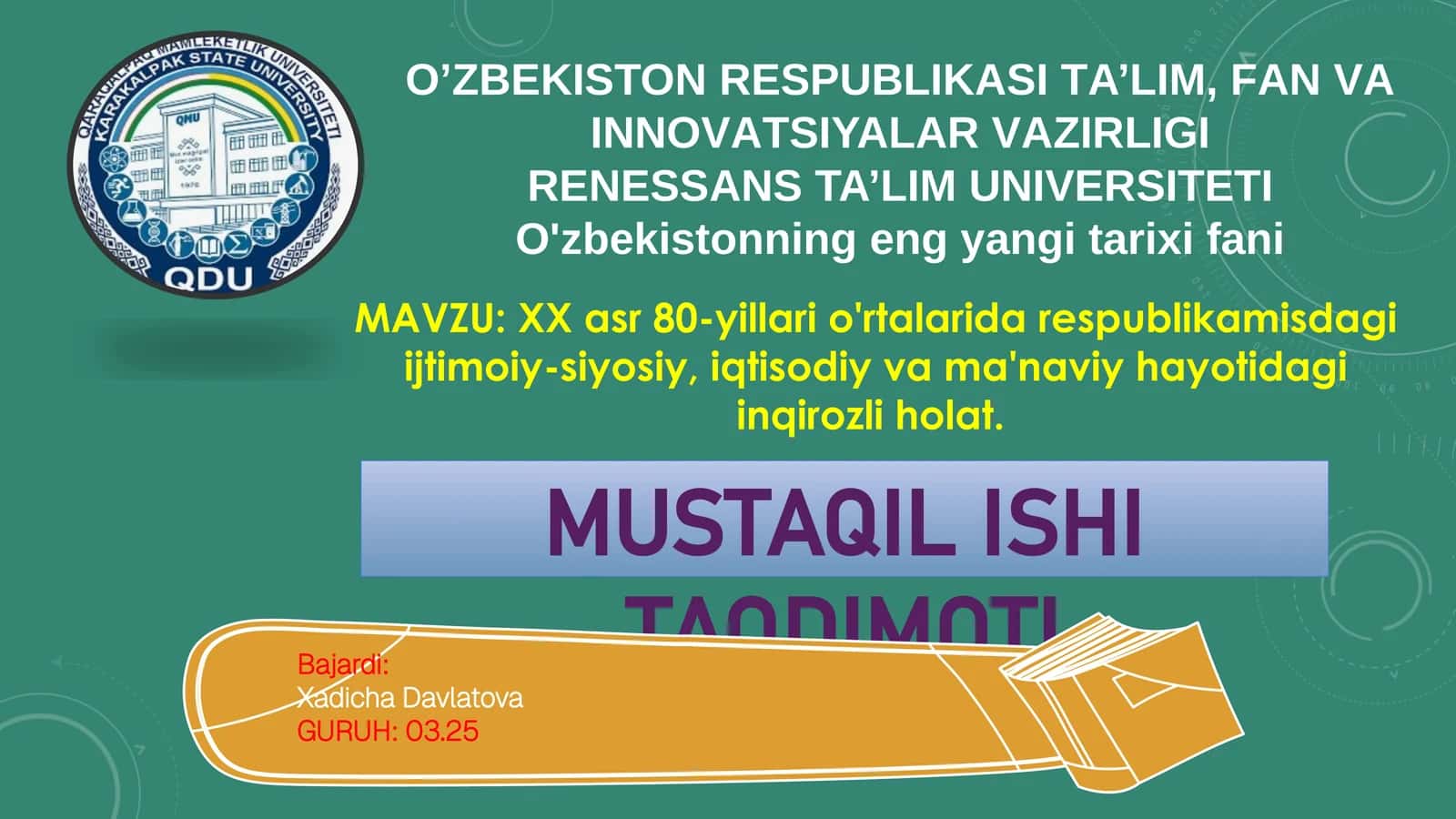 XX asr 80-yillari o'rtalarida respublikamisdagi ijtimoiy-siyosiy, iqtisodiy va ma'naviy hayotidagi inqirozli holat 1