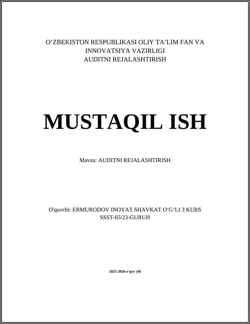 AUDITNI REJALASHTIRISH 1