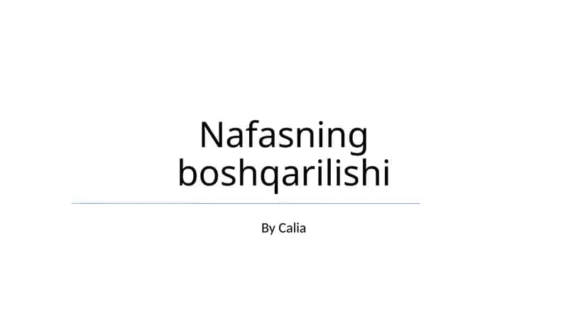 Nafasning boshqarilishi 1