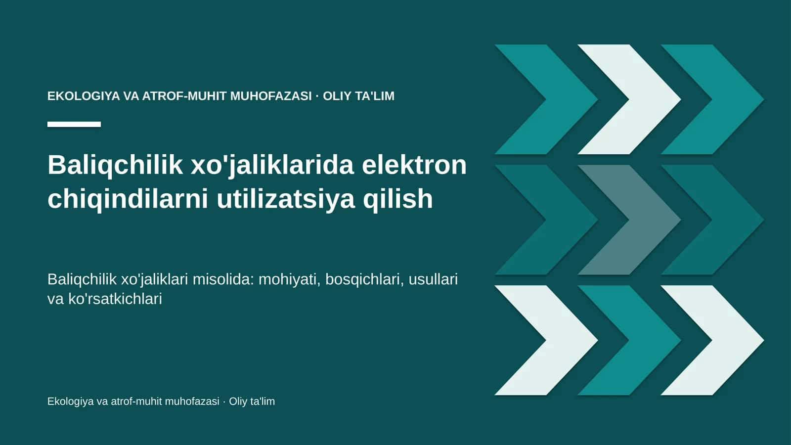 Baliqchilik xo'jaliklarida elektron chiqindilarni utilizatsiya qilish 1